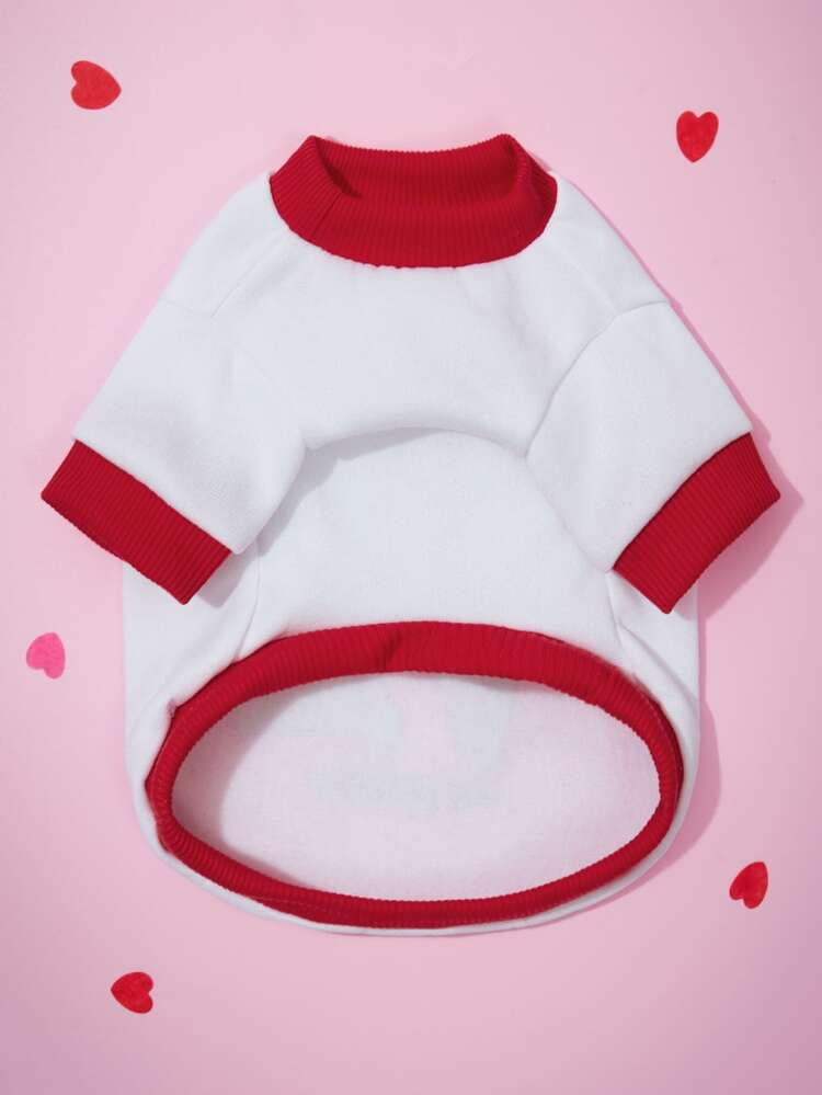1pc Heart & Slogan Graphic Pet Sweatshirt