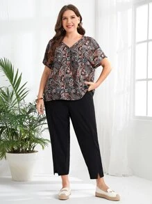 EMERY ROSE Plus Paisley Print Batwing Sleeve Blouse - Multicolor - View 3