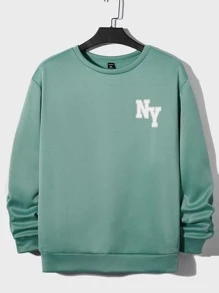 Manfinity Men Plus Letter Graphic Sweatshirt - Mint Green - View 1