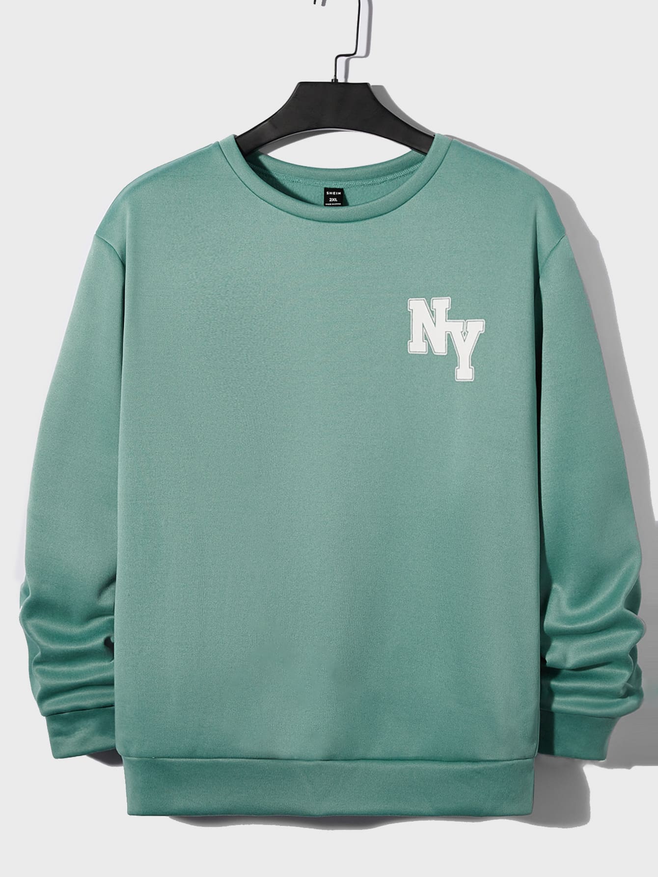 Manfinity Men Plus Letter Graphic Sweatshirt - Mint Green - View 1