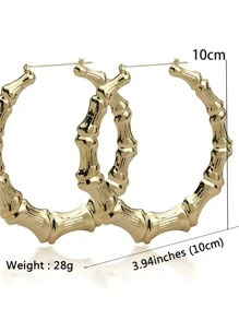 Bamboo Joint Design Hoop Earrings - Yellow Gold - View 4