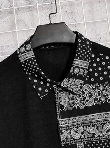 Manfinity VCAY Men Plus Paisley Print Shirt - Black and White - View 3