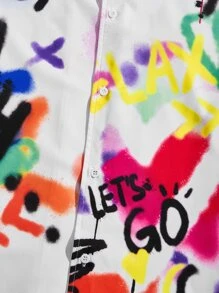 Manfinity VCAY 男士字母圖案西裝領襯衫