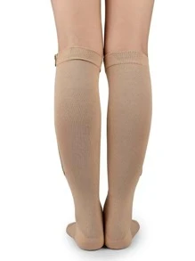 Zipper Side Sports Over The Calf Socks - Beige - View 2