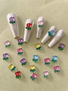 20 cái Thiết kế hoa 3D ngẫu nhiên Trang trí móng nghệ thuật - Nhiều màu - Xem 1