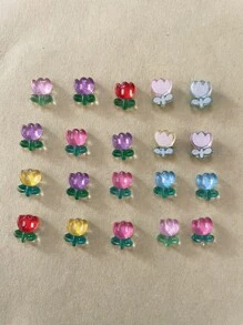 20 cái Thiết kế hoa 3D ngẫu nhiên Trang trí móng nghệ thuật - Nhiều màu - Xem 2