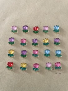 20 cái Thiết kế hoa 3D ngẫu nhiên Trang trí móng nghệ thuật - Nhiều màu - Xem 3