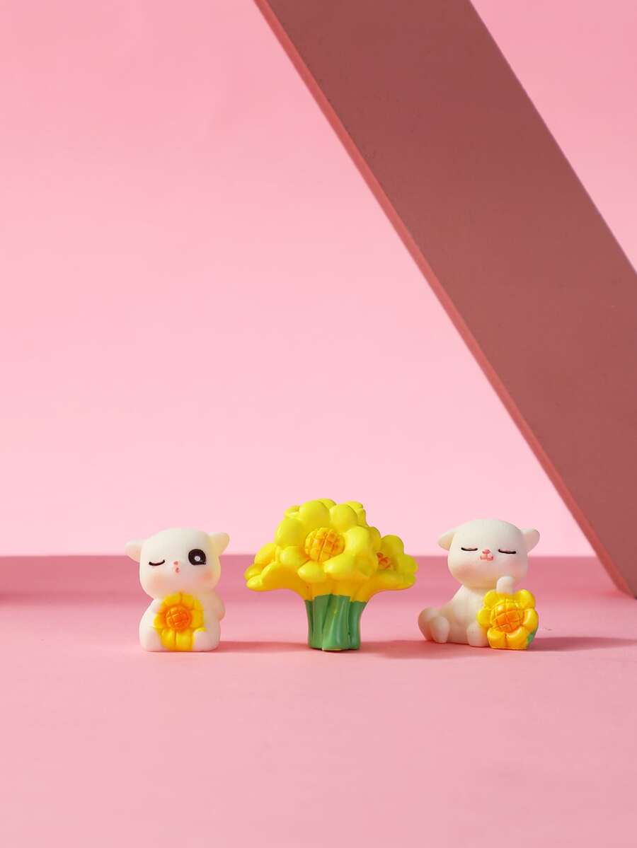 3 piezas Decoración gato & con diseño de flor - Multicolor - Ver 1