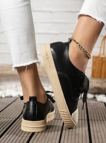 Lace-up Front Skate Shoes - Black - View 2