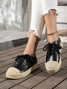 Lace-up Front Skate Shoes - Black - View 4