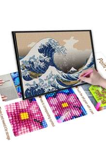 Tranh kim cương tự làm họa tiết sóng không có khung - Nhiều màu - Xem 2