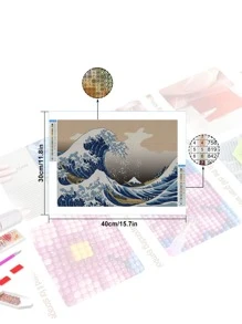 Tranh kim cương tự làm họa tiết sóng không có khung - Nhiều màu - Xem 7