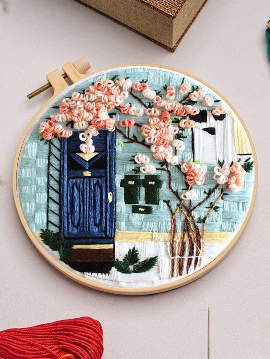 1set Floral Pattern Hand Embroidery - Multicolor - View 1