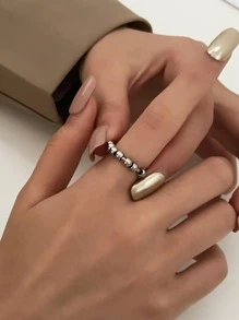 1 件女士减压旋转珠坐立不安环，时尚珠宝配饰，适合日常佩戴 - 銀色 - 查看 1