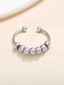 1 件女士减压旋转珠坐立不安环，时尚珠宝配饰，适合日常佩戴 - 銀色 - 查看 4
