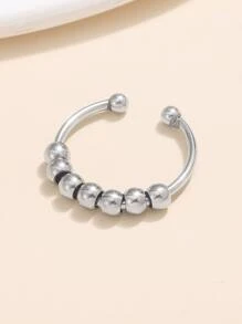 1 件女士减压旋转珠坐立不安环，时尚珠宝配饰，适合日常佩戴 - 銀色 - 查看 5