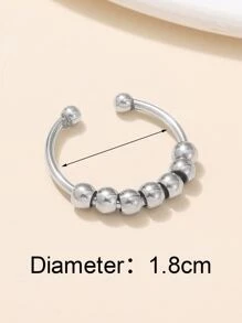 1 件女士减压旋转珠坐立不安环，时尚珠宝配饰，适合日常佩戴 - 銀色 - 查看 6