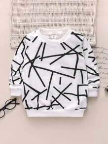 Áo nỉ in sọc thường ngày cho bé trai mùa thu - trắng - Xem 1