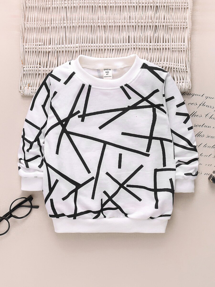 Áo nỉ in sọc thường ngày cho bé trai mùa thu - trắng - Xem 1