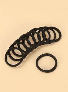 10pcs Solid Hair Tie - Black - View 2