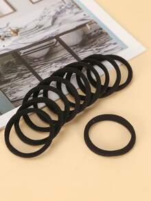 10pcs Solid Hair Tie - Black - View 3