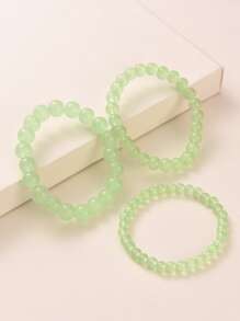 3pcs Minimalist Beaded Bracelet - Mint Green - View 3
