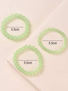 3pcs Minimalist Beaded Bracelet - Mint Green - View 4