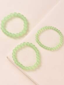 3pcs Minimalist Beaded Bracelet - Mint Green - View 5