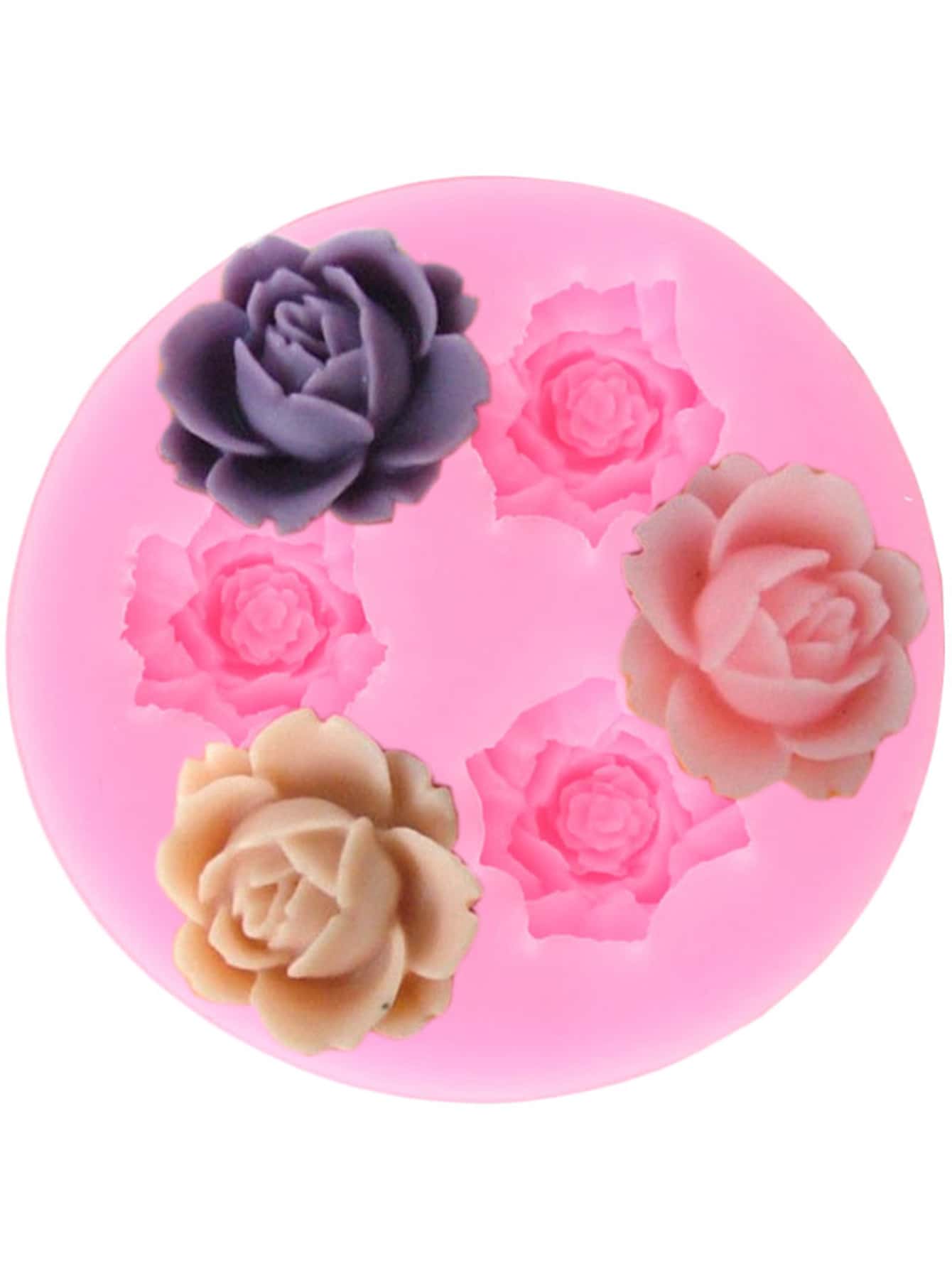 1pc Flower Shaped DIY Silicone Mold - Pink - View 1