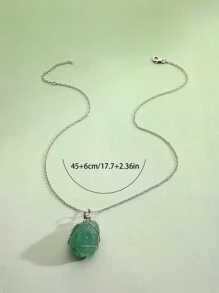 ROMWE 1入組隨機石頭吊墜項鏈 - 銀色 - 查看 4