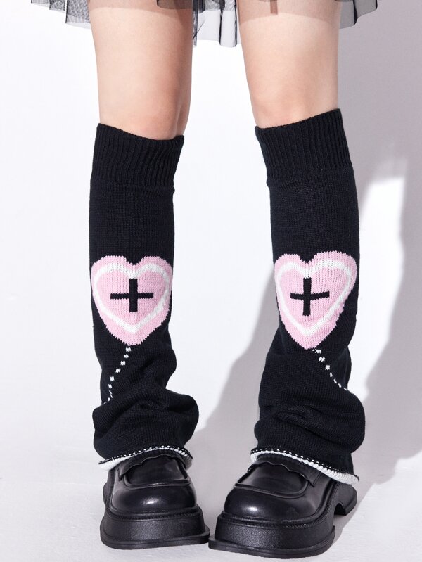 ROMWE JFashion Heart Pattern Leg Warmers SHEIN