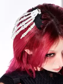 ROMWE Kawaii Bat & Skeleton Hand Decor Hair Clip - Multicolor - View 1