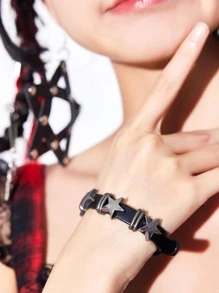 ROMWE Grunge Punk Pulsera con diseño de estrella - Negro - Ver 3