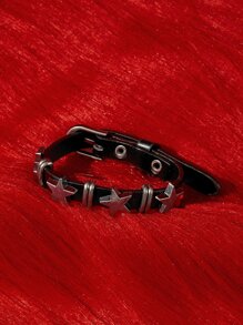 ROMWE Grunge Punk Pulsera con diseño de estrella - Negro - Ver 4