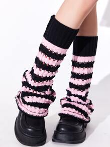 ROMWE Kawaii 條紋圖案鏤空腿部保暖套 - 彩色 - 查看 3