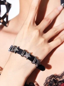 ROMWE Grunge Punk Pulsera con diseño de estrella - Negro - Ver 6