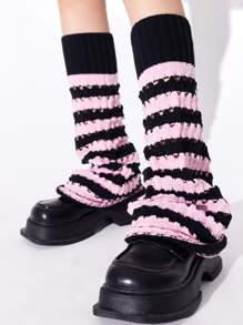 ROMWE Kawaii 條紋圖案鏤空腿部保暖套 - 彩色 - 查看 6