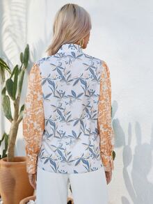 GENKIRA Floral Print Puff Sleeve Shirt - Multicolor - View 2