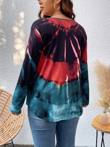 SHEIN LUNE Camiseta de tie dye de cuello V - Multicolor - Ver 2