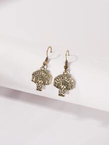 1pair European And American Retro Alloy Basketball & Backboard Shaped Earrings With "Basketball" Print, Gift For Women On Festival - Yellow Gold - View 1