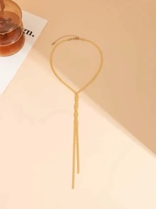 Twist Y Lariat Necklace - Yellow Gold - View 3