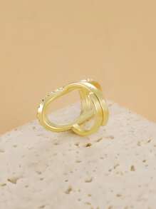 水鑽裝飾戒指 - 金黃色 - 查看 4