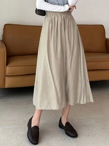 DAZY 彈性腰帶隱藏口袋半身裙 - 卡其色 - 查看 1