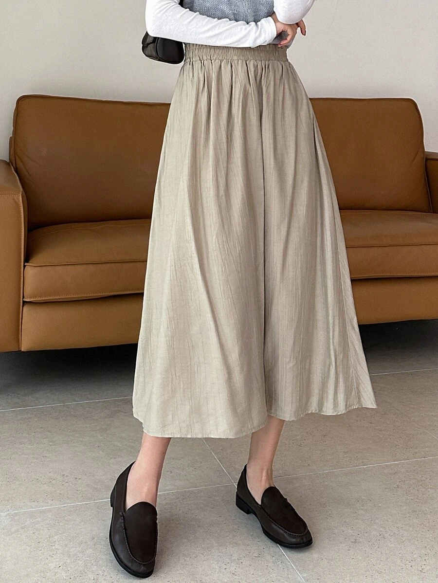 DAZY 彈性腰帶隱藏口袋半身裙 - 卡其色 - 查看 1