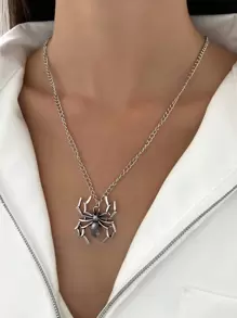 Collar con colgante araña - Plata antigua - Ver 1