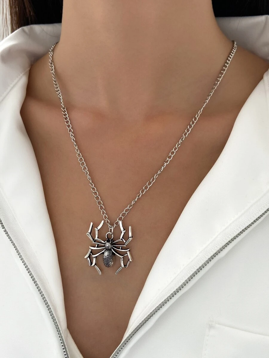 Collar con colgante araña - Plata antigua - Ver 1