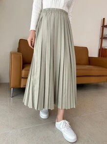 DAZY 高腰百褶裙 - 薄荷綠 - 查看 2