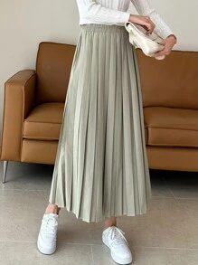 DAZY 高腰百褶裙 - 薄荷綠 - 查看 5