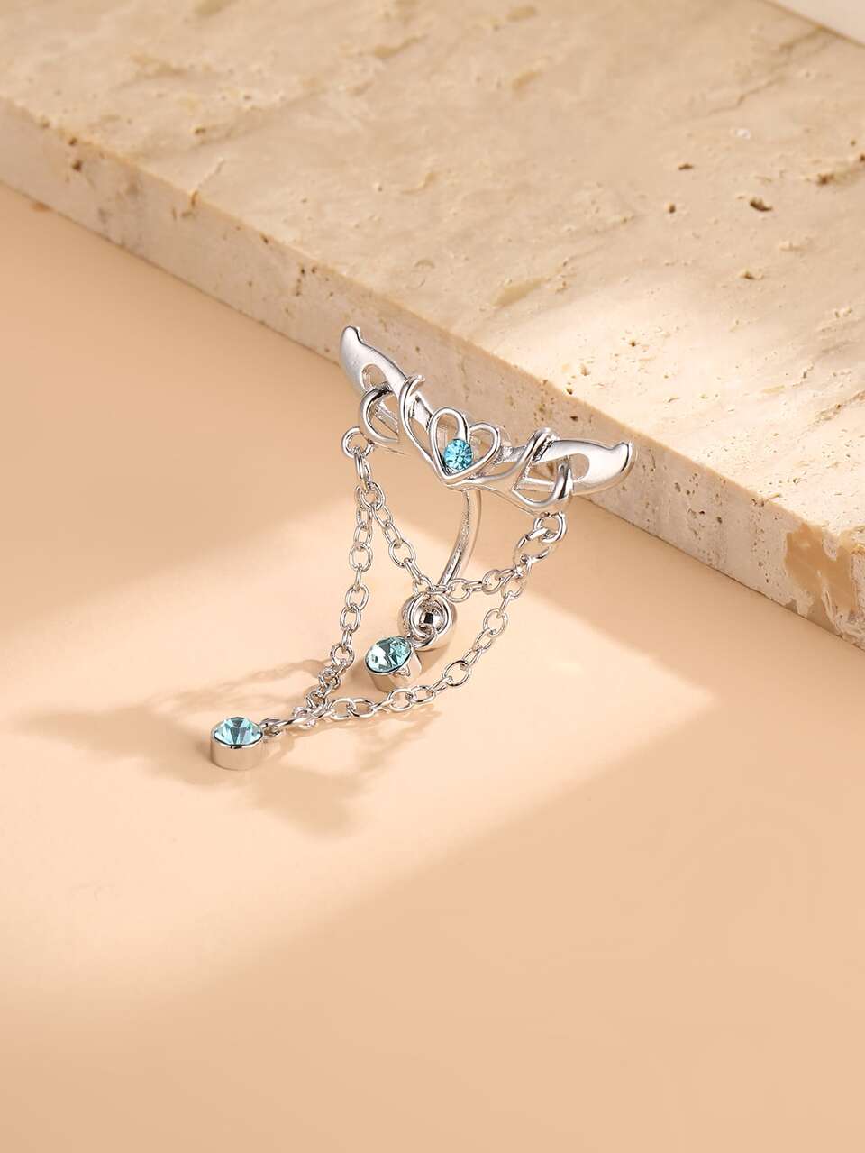 Perfect Piercing Rhinestone & Wing Decor Navel Belly Ring Stainless Steel Magnetic Septum Body Jewelry Gift For Women & Men Non-Piercing