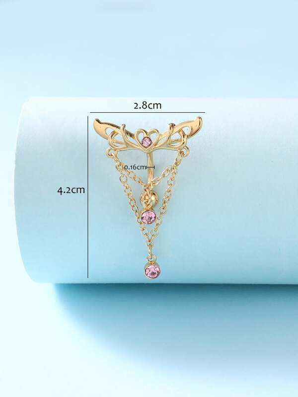 Rhinestone & Wing Decor Navel Belly Ring Stainless Steel Popular